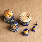 Матрёшка 5-ти кукольная "Нина" синяя , 13см, ручная роспись. - фото 7057066