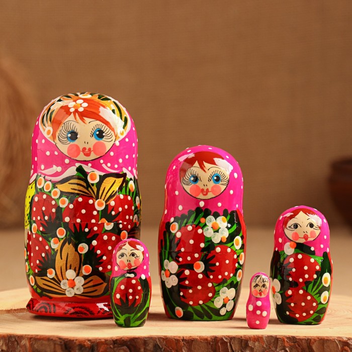 Матрёшка 5-ти кукольная "Катя" ягоды , 12-13 см, ручная роспись. - фото 1905737916