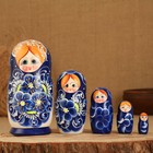 Матрёшка 5-ти кукольная "Сима" синяя , 17-18см, ручная роспись. - фото 5363493