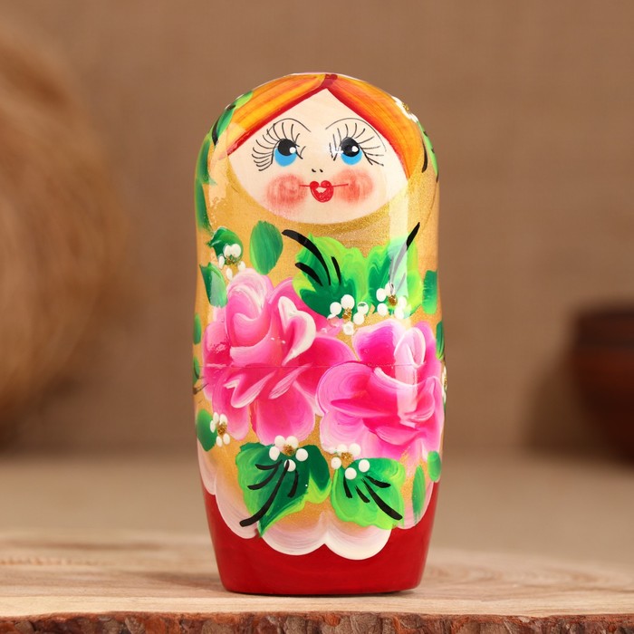 Матрёшка 5-ти кукольная "Лиза" розы , 17-18см, ручная роспись. - фото 1885113121