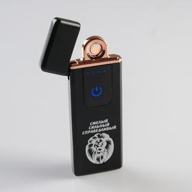 Зажигалка электронная «Смелый, сильный, справедливый», USB, спираль, 3×7.3 см 5244316