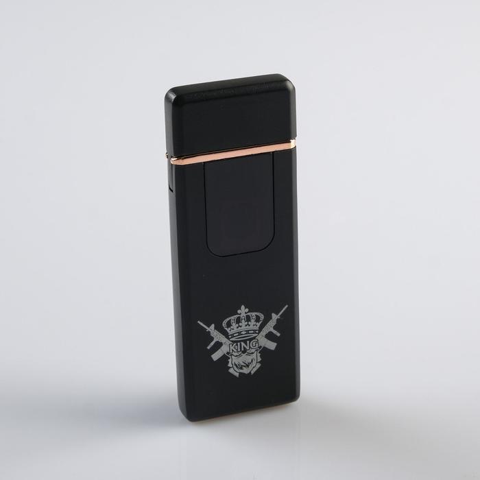 Зажигалка электронная "KING", USB, спираль, 3 х 7.3 см, черная - Фото 1