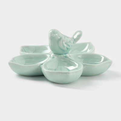 Менажница керамическая 5 ячеек «Голубка», 15.5×6,5, цвет голубой