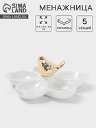 Менажница 5 ячеек Magistro «Голубка», 15.5×6.5, керамика, белая с золотом - Фото 1