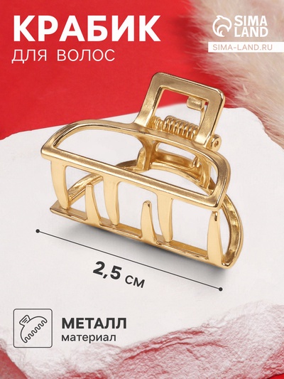 Крабик для волос «Маргарита», дуга, 2.5 см, золото