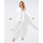 Пижама женская (сорочка, брюки) MINAKU: Light touch цвет белый, р-р 48 - Фото 4