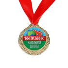 Медаль школьная на Выпускной «Выпускник начальной школы», на ленте, золото, металл, d = 4 см - Фото 3