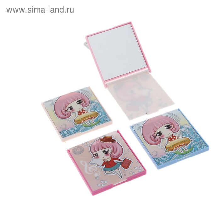 Зеркало складное, квадратное, одностороннее, без увеличения, цвета МИКС - Фото 1