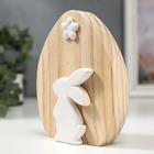 Сувенир керамика, дерево "Белый кролик с цветочком" 15х3,6х12,6 см - Фото 3