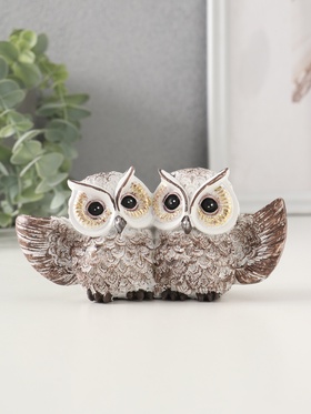 Фигурка полистоун «Совушки: объятия, с золотыми глазами», 6.5×13×3.5 см 5340772