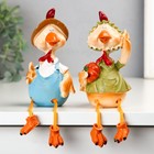 Фигурка полистоун «Курочка в косыночке. Петушок в шляпке», длинные ножки, 21.5×10.5×8.5 см, МИКС - Фото 1