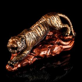 Статуэтка "Тигр рычащий", золотистая, 34х12х18 см, микс