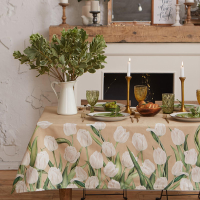 Скатерть «Этель. Белые тюльпаны», 149×180 см, 100% хлопок, саржа 190 г/м²