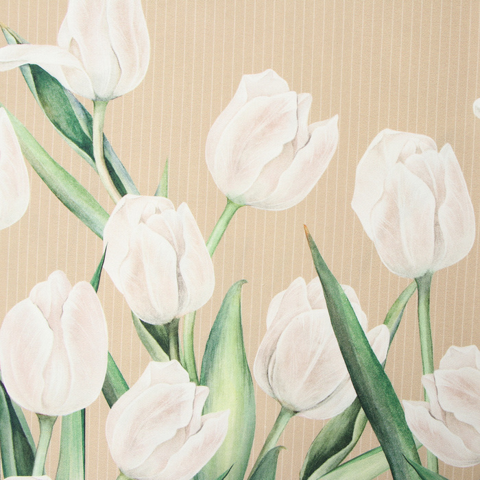 Скатерть "Этель" Белые тюльпаны 149х180см, 100% хл, саржа 190 г/м2 - фото 1927646820