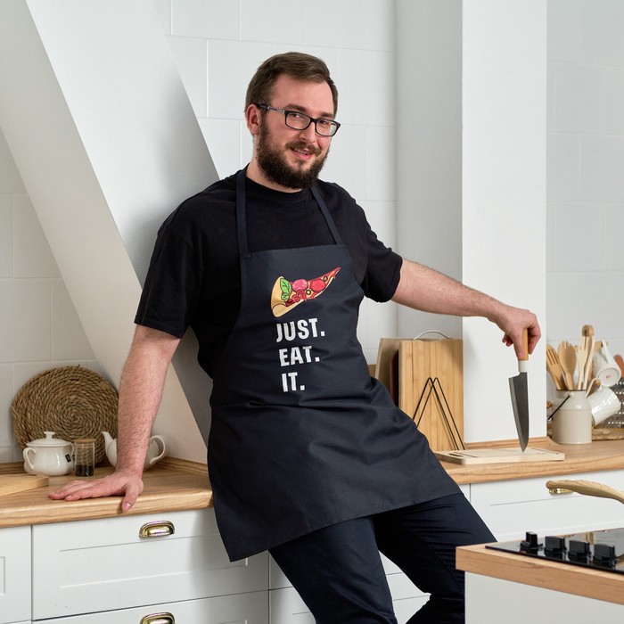 Фартук кухонный мужской Этель Just eat it 73×71 см, 100% хлопок, саржа 190 г/м² - Фото 1