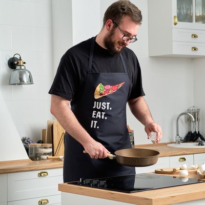 Фартук кухонный мужской «Этель» Just eat it, 73×71 см, 100% хлопок, саржа 190 г/м²