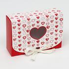 Подарочная коробка сборная с окном "Сердца", 16,5 х 11,5 х 5 см - фото 318454529