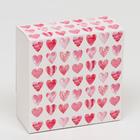 Подарочная коробка сборная с окном "Сердечки", 11,5 х 11,5 х 5 см (комплект 5 шт) - фото 30301879