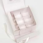 Подарочная коробка сборная с окном "Сердечки", 11,5 х 11,5 х 5 см (комплект 5 шт) - фото 30301880