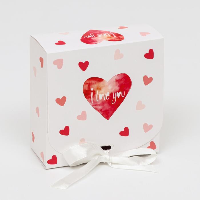 Подарочная коробка сборная с окном I LOVE YOU, 11.5×11.5×5 см - Фото 1