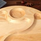 Менажница деревянная "Инь-Ян", с разделочной доской и соусником, d-30 см, массив ясеня - Фото 4
