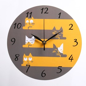 Часы настенные "Коты", d=23.5. плавный ход