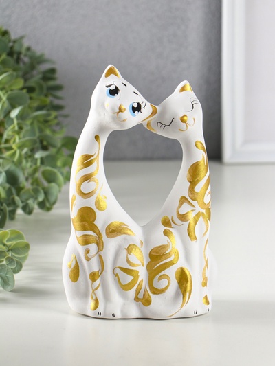 Фигурка керамика «Коты влюбленные», белые, 6×11×17 см