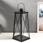 Подсвечник металл, стекло на 1 свечу "Фонарь" чёрный 49х20х20 см - фото 24409550