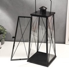 Подсвечник металл, стекло на 1 свечу "Фонарь" чёрный 49х20х20 см - фото 24409551