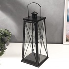 Подсвечник металл, стекло на 1 свечу "Фонарь" чёрный 49х20х20 см - фото 24409552