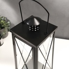 Подсвечник металл, стекло на 1 свечу "Фонарь" чёрный 49х20х20 см - фото 29535190