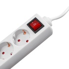 Удлинитель Luazon Lighting, 3 розетки, 10 м, 6 А, 1300 Вт, 3×0.75 мм2, с заземлением, с выключателем, белый - Фото 3