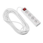 Удлинитель Luazon Lighting, 4 розетки, 10 м, 6 А, 1300 Вт, 3×0.75 мм2, с заземлением, с выключателем, белый - Фото 2
