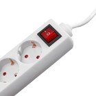 Удлинитель Luazon Lighting, 4 розетки, 10 м, 6 А, 1300 Вт, 3×0.75 мм2, с заземлением, с выключателем, белый - Фото 3