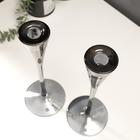 Подсвечник стекло "Узкий бокал" чёрная дымка набор 2 шт 28,5х10,5х10,5 см - фото 25486522