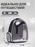 Рюкзак для переноски животных прозрачный, 31×28×42 см, чёрный - Фото 2