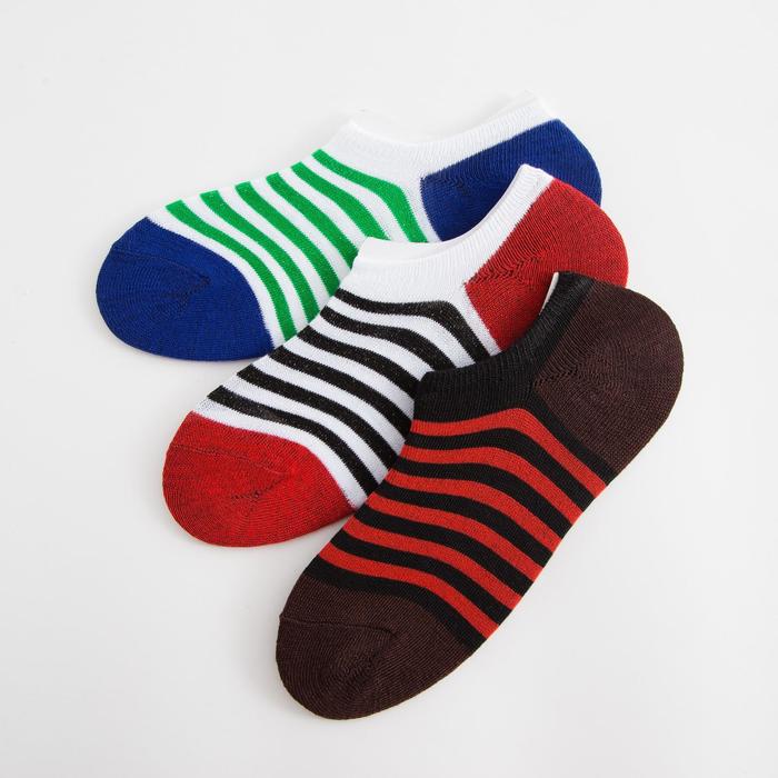 Набор носков мужских укороченных MINAKU «Полоски», 3 пары, размер 40-41 (27 см) - Фото 1