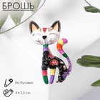 Брошь «Кошка» расписная, цветная в золоте - Фото 2
