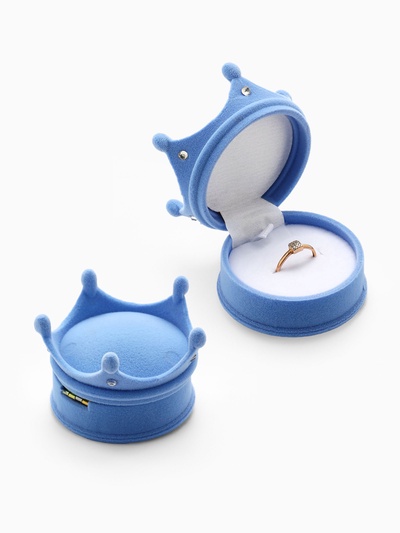 Футляр под серьги, кулон, кольцо «Корона», бархатный, 5.5×5.5×4.5 см, голубой