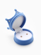 Футляр под серьги, кулон, кольцо «Корона», бархатный, 5.5×5.5×4.5 см, голубой - Фото 4