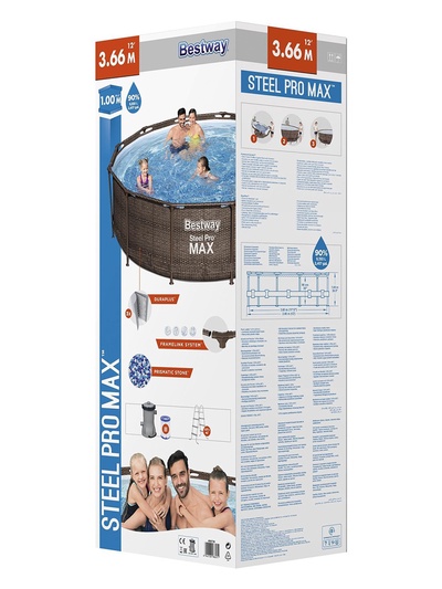 Бассейн каркасный Bestway Steel Pro Max 56709, 366×100 см, фильтр-насос, лестница, круглый