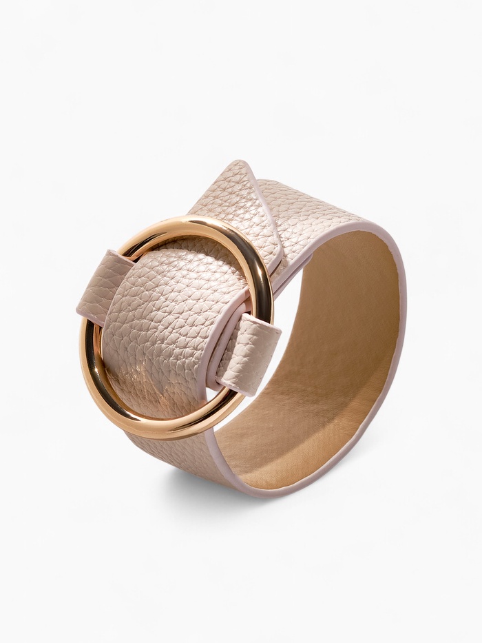 Браслет кожа «Помпеи» захват, светло-бежевый в золоте, 24 см - Фото 1