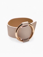 Браслет кожа «Помпеи» захват, светло-бежевый в золоте, 24 см - Фото 2