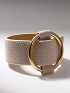 Браслет кожа «Помпеи» захват, светло-бежевый в золоте, 24 см - Фото 6