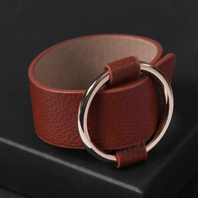 Браслет кожа «Помпеи» захват, цвет коричневый в золоте, 24 см