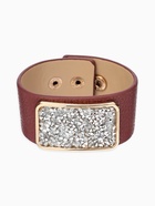 Браслет кожаный со стразами «Помпеи», L=21 см, бордовый в золоте  (артикул 5352626)  большой выбор товаров оптом и в розницу по низким ценам с доставкой