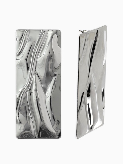 Серьги металл «Атмосфера» прямоугольник, цвет серебро