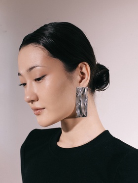 Серьги металл «Атмосфера» прямоугольник, цвет серебро