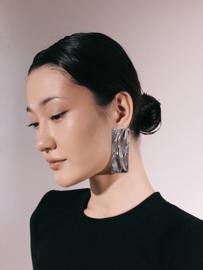 Серьги металл «Атмосфера» прямоугольник, цвет серебро - Фото 1