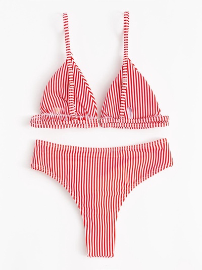 Купальник женский раздельный MINAKU Stripe, размер 42, красный